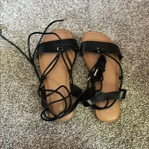 Black Strappy tie Sandals